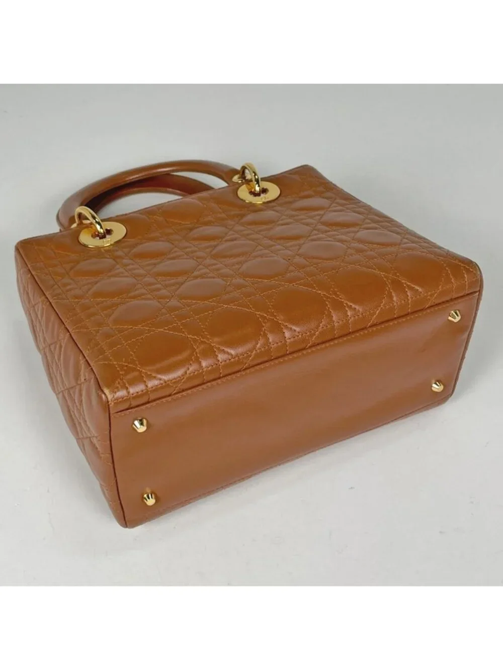 Dior Handbag Lady Cannage 2-Way Leather Brown